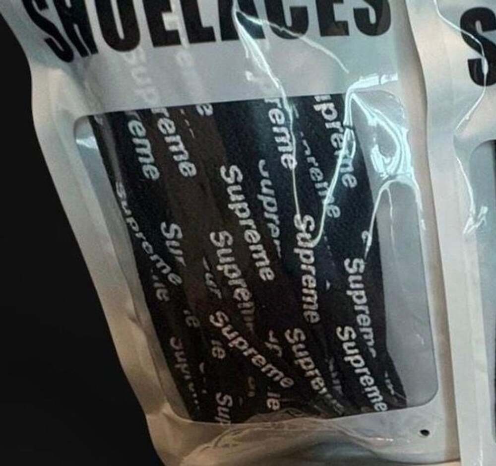 Supreme Shoelaces Black White Logo Replacement Sneaker Laces